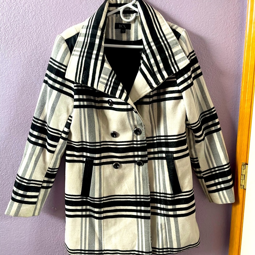 Black and white trench coat